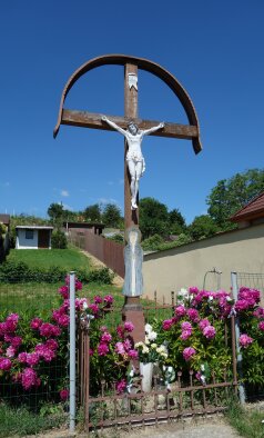 Wooden cross in the village - Brestovany-3