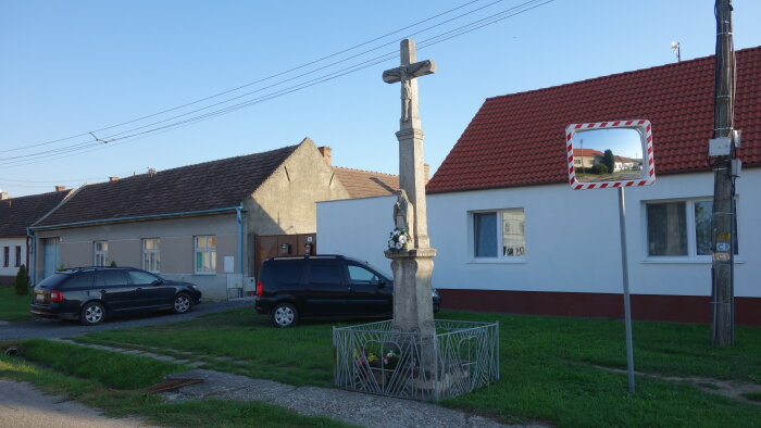 Stone road cross in the village - Dlhá-1