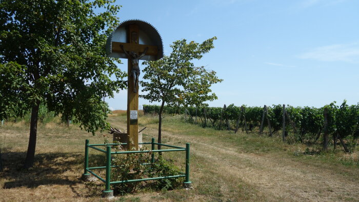 Wooden cross near vineyards - Budmerice-1